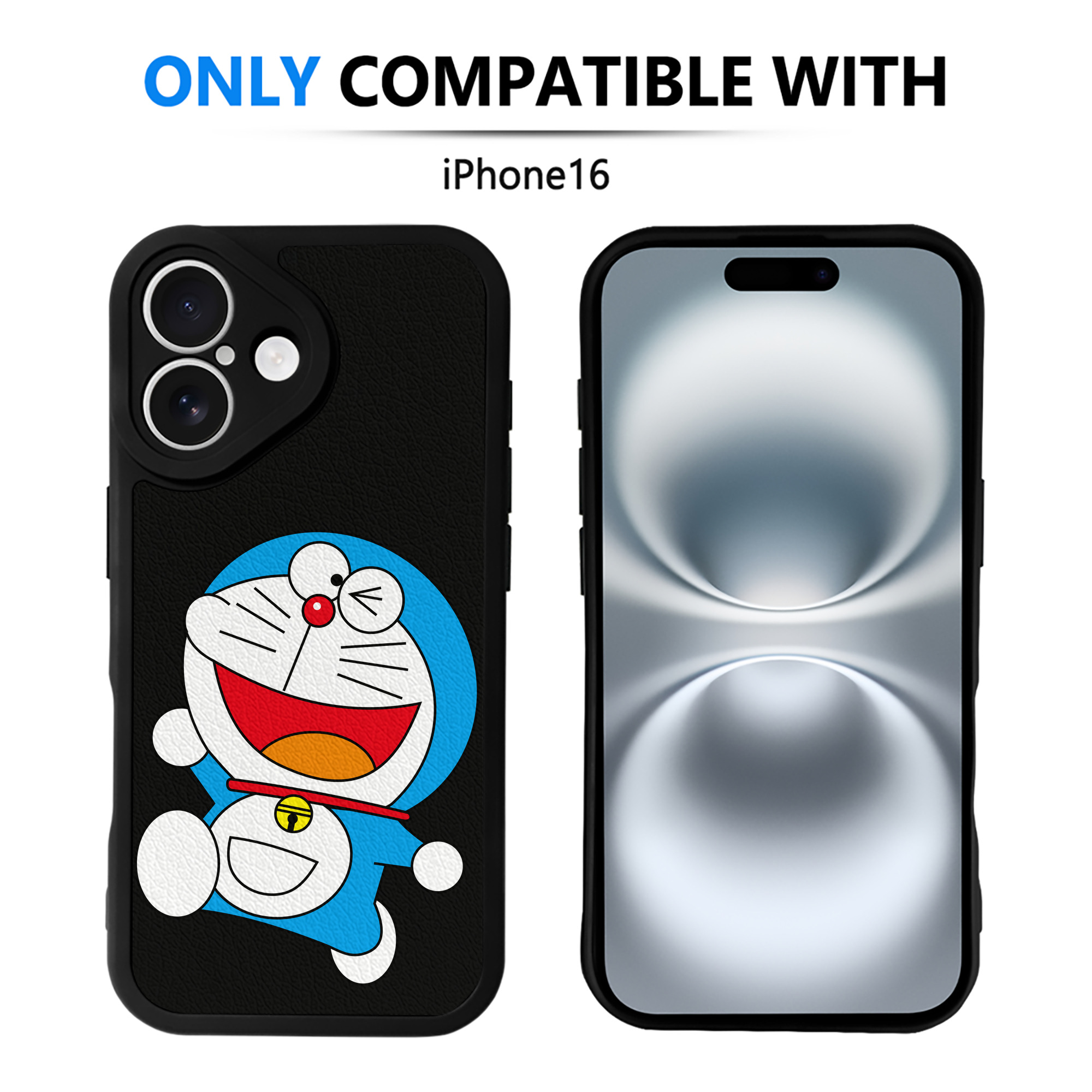 （画像用） ドラえもん Doraemon 【iPhone 16シリーズ対応】シリコンスマホケース（レザー調） 材質：シリコン
